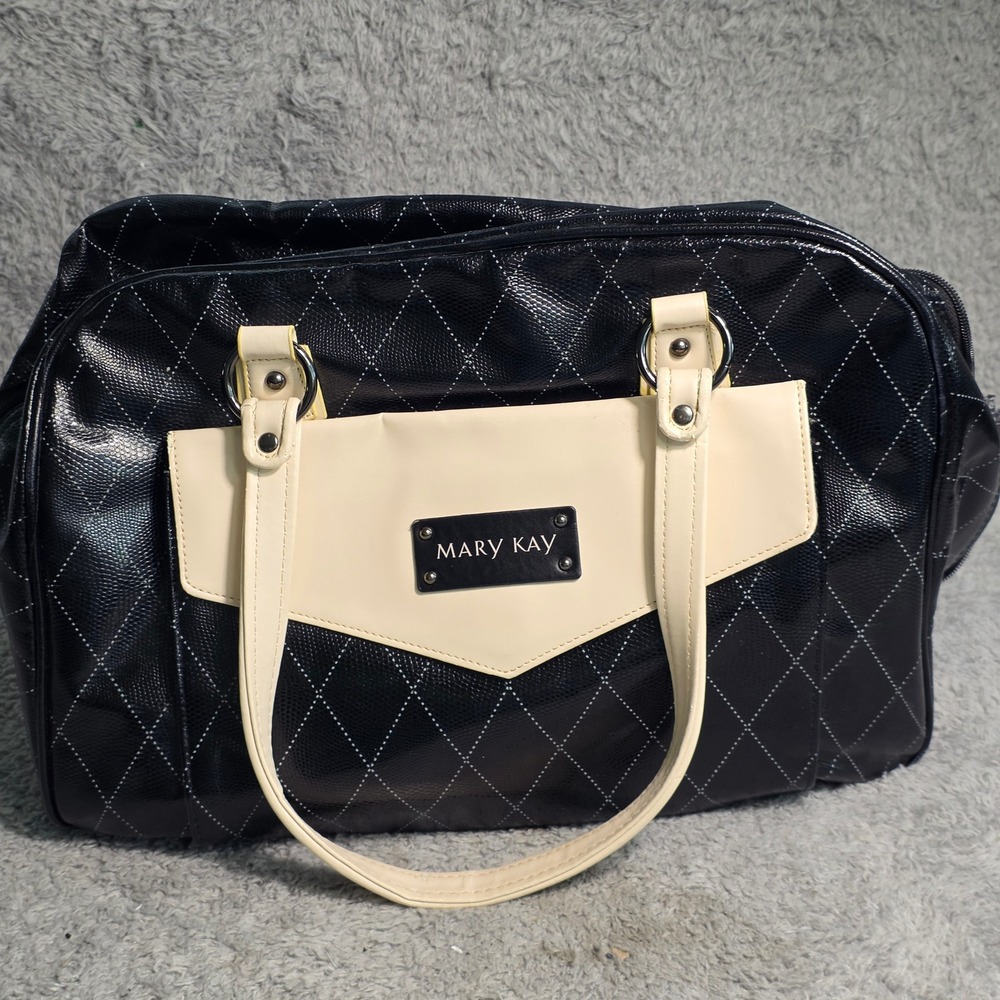 Mary Kay Consultant‎ Weekend Tote Bag Black Cream Quilted Look Large Excellent